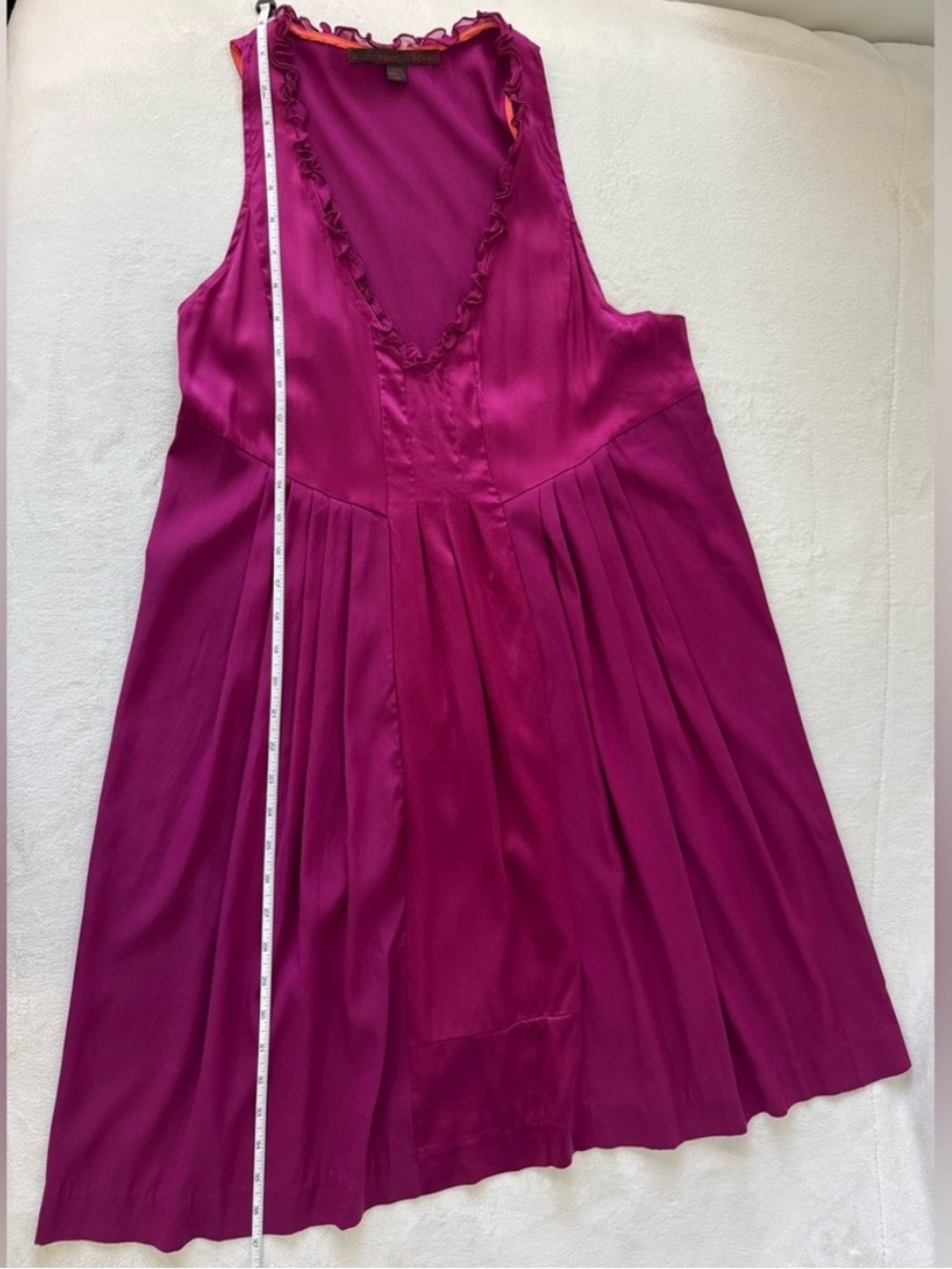 A Common Thread Silk Blend Pleated Dress Magenta Purple Size M - Picture 9 of 14